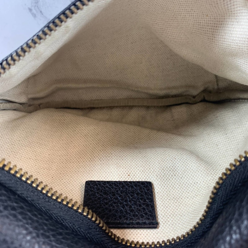 ❌❌ GUCCI Bumbag Belt Bag Black Grained Calfskin Small GG Logo Crossbody Stripe - Picture 9 of 13